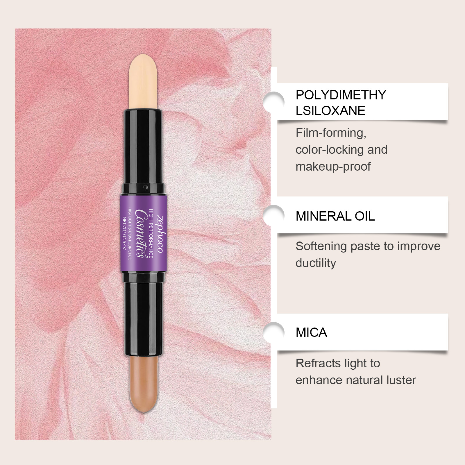2 In 1 Cream Highlight Contour Stick Portable Rotating Pen Dual Bright Concealer