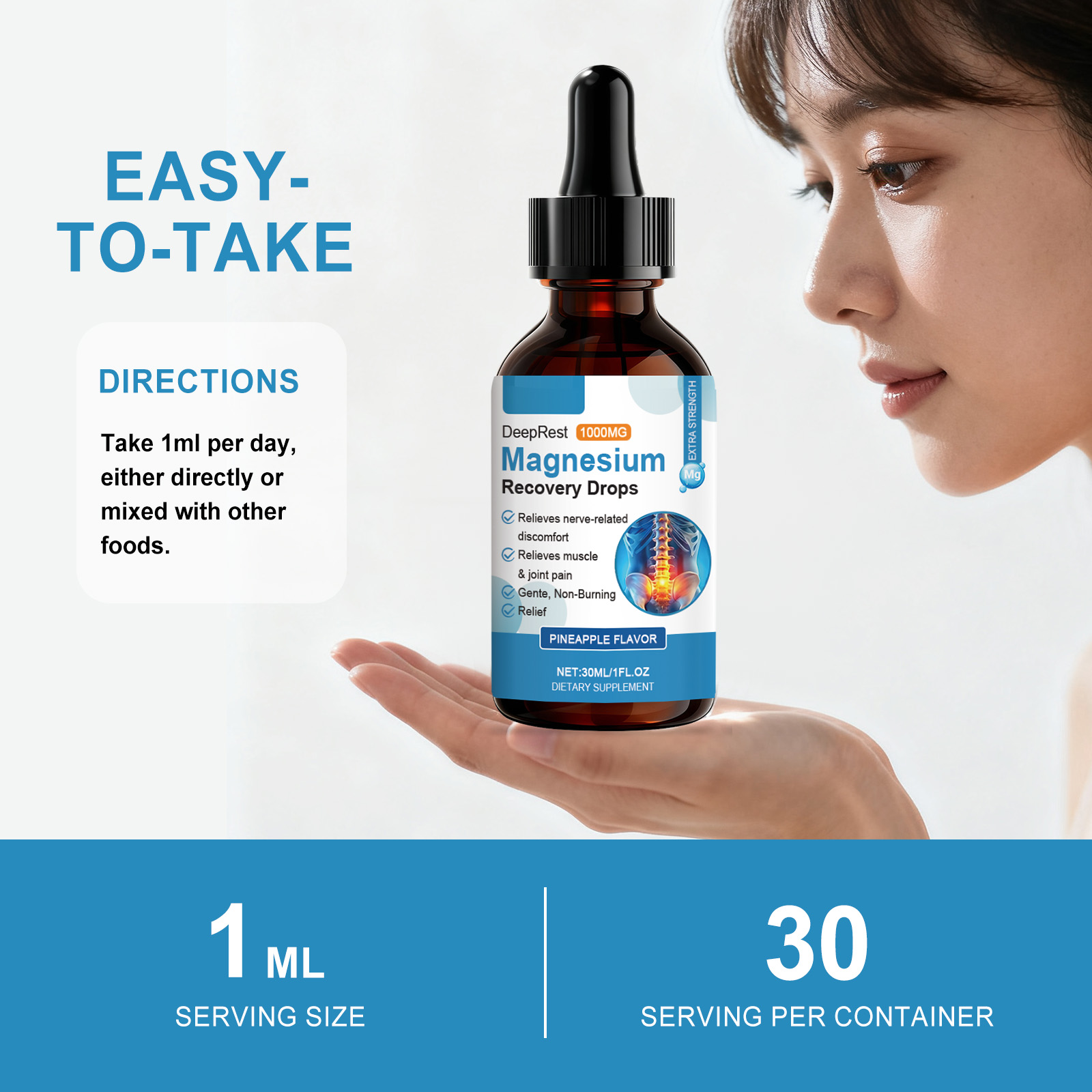 Magnesium Oral Drops | Gentle Daily Body Care & Wellness Support | Portable Liquid Dietary Supplement for Relaxation, Energy & Muscle Health | Sublingual Formul