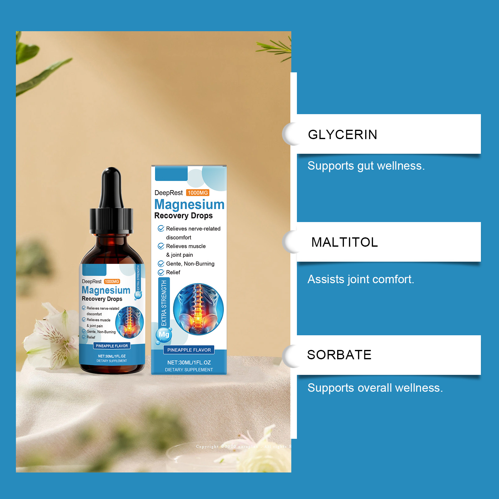 Magnesium Oral Drops | Gentle Daily Body Care & Wellness Support | Portable Liquid Dietary Supplement for Relaxation, Energy & Muscle Health | Sublingual Formul