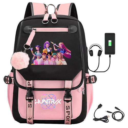 K-Pop Demon Hunters Anime School Backpack Cute Cartoon Print Bag for Students