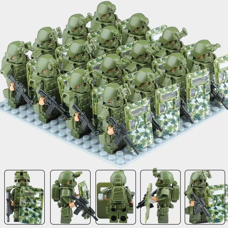 (Style A) Kids Toys Reloading Explosion Proof Special Forces Building Blocks Anti Virus Police Smart Men Mini Humanoid Doll Birthday Gifts