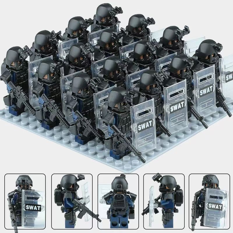 (Style A) Kids Toys Reloading Explosion Proof Special Forces Building Blocks Anti Virus Police Smart Men Mini Humanoid Doll Birthday Gifts