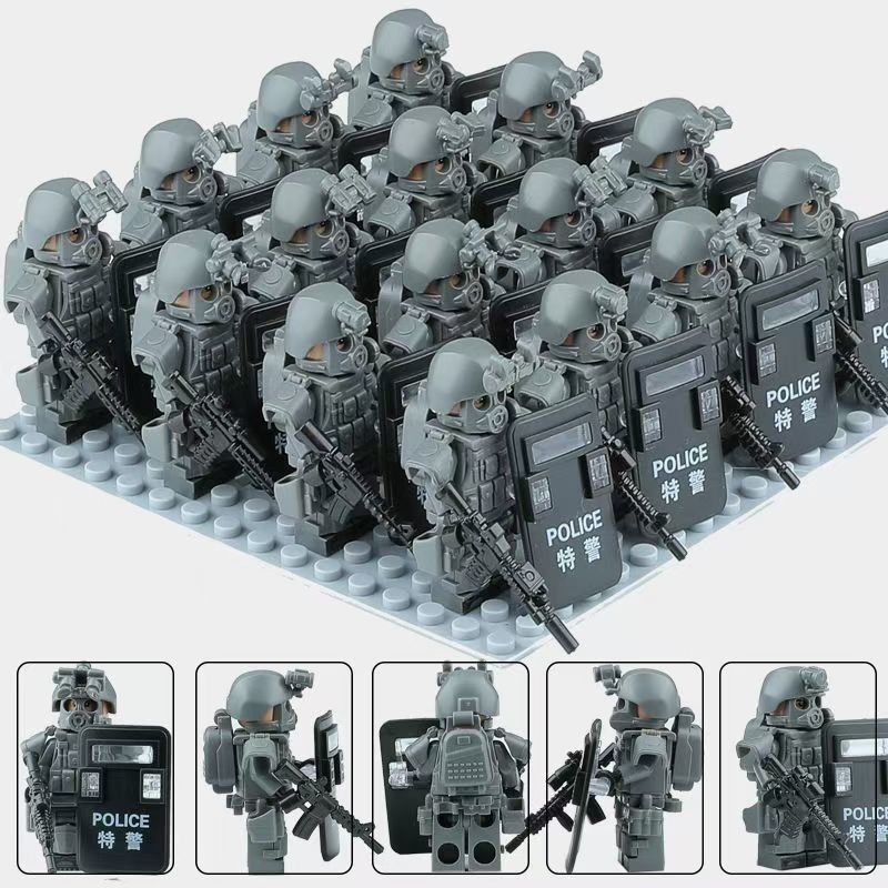 (Style A) Kids Toys Reloading Explosion Proof Special Forces Building Blocks Anti Virus Police Smart Men Mini Humanoid Doll Birthday Gifts