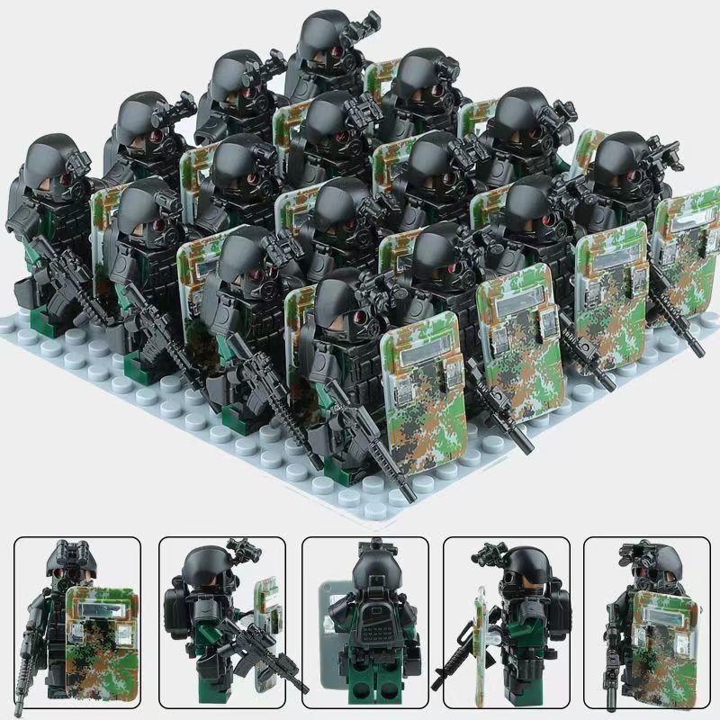 (Style A) Kids Toys Reloading Explosion Proof Special Forces Building Blocks Anti Virus Police Smart Men Mini Humanoid Doll Birthday Gifts