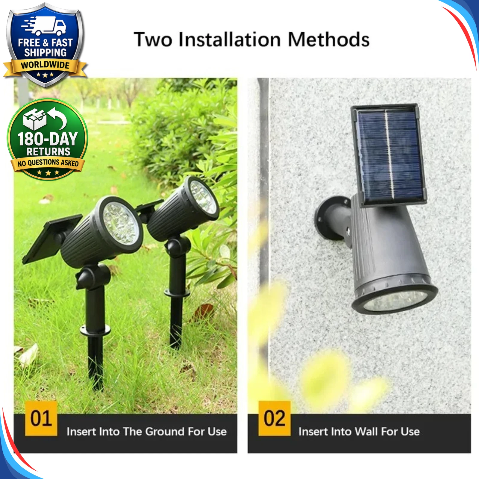 (Warm White) Solar Spot Lights LED Outdoor Garden Pathway LawnStake Lamp Landscape Decor Lamp