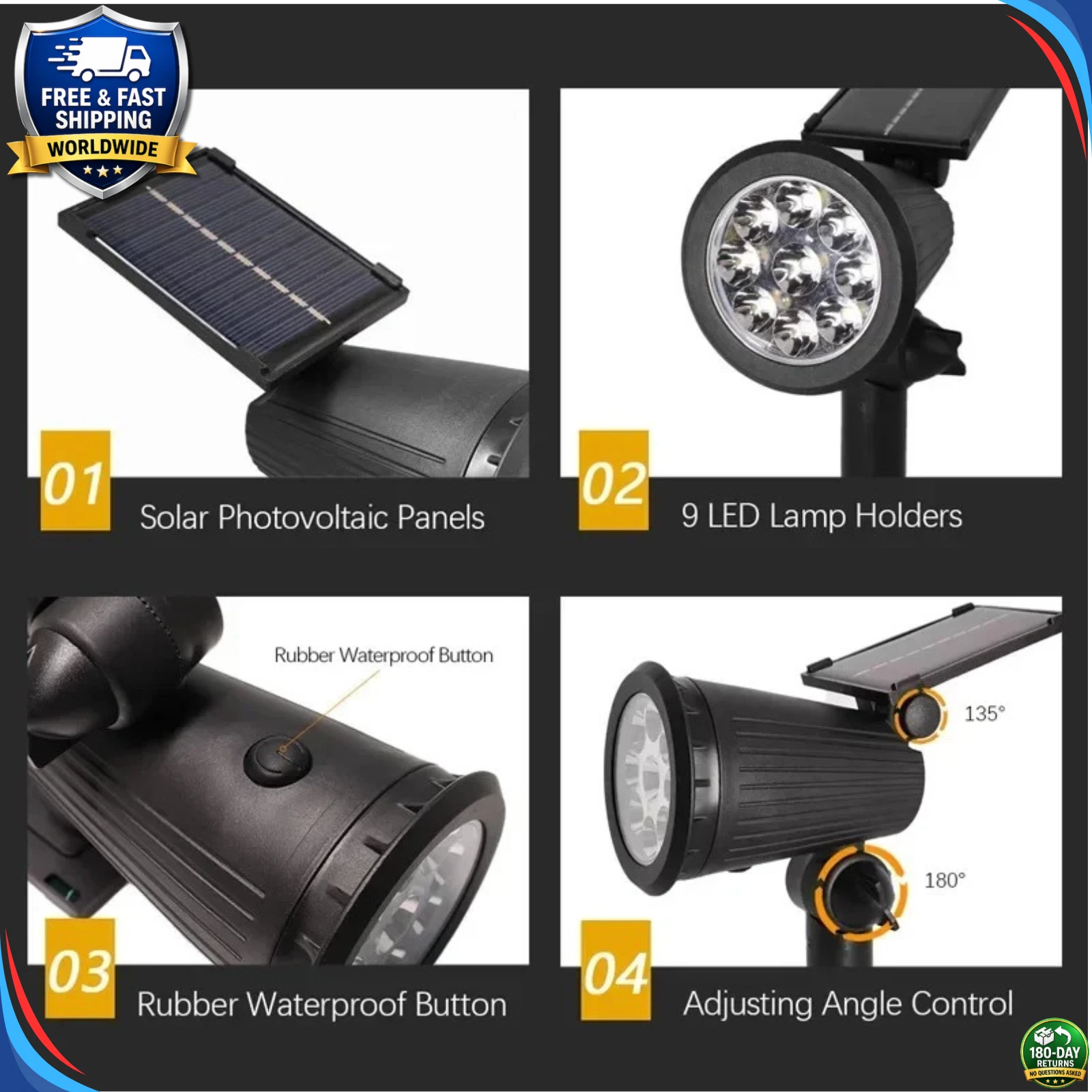 (Warm White) Solar Spot Lights LED Outdoor Garden Pathway LawnStake Lamp Landscape Decor Lamp