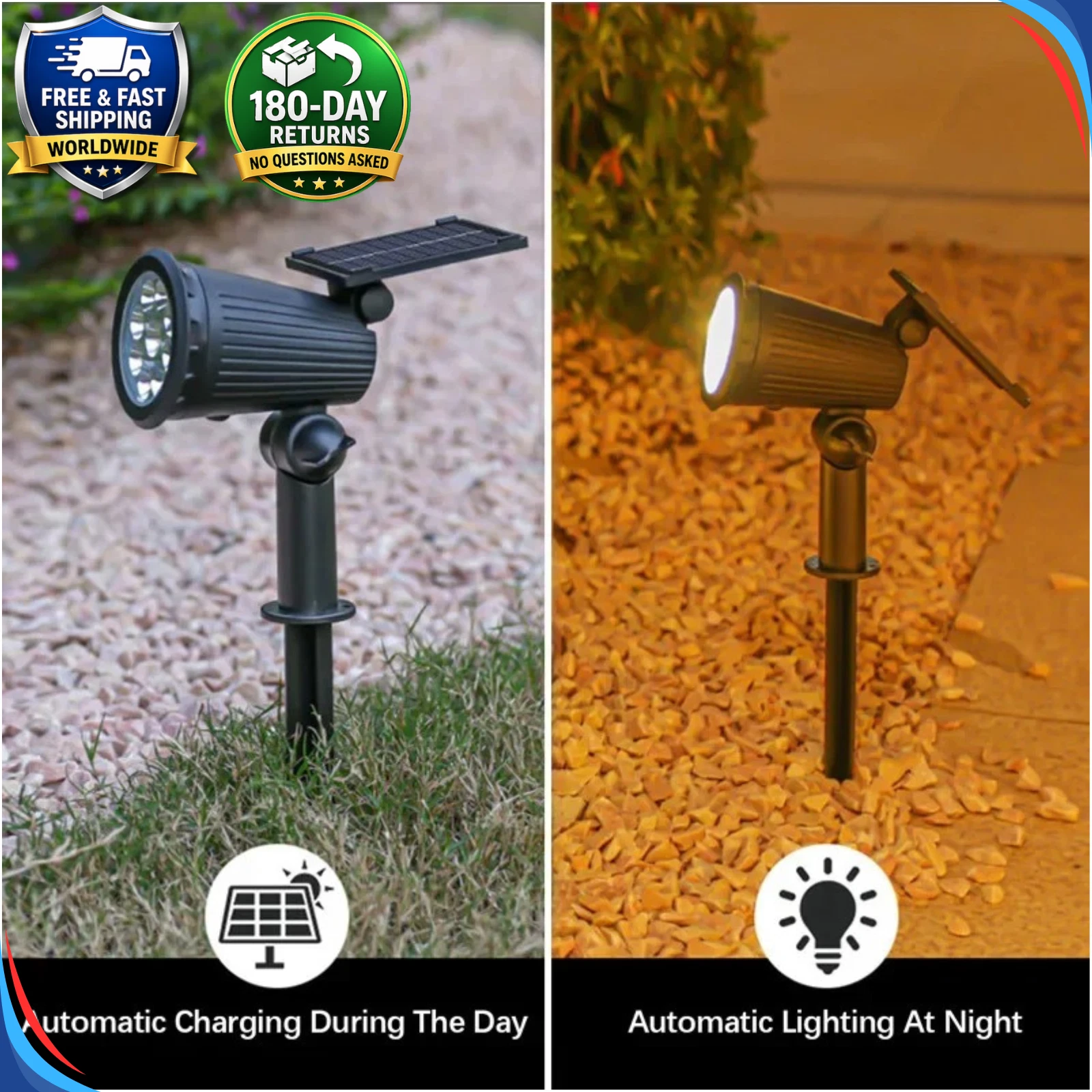 (Warm White) Solar Spot Lights LED Outdoor Garden Pathway LawnStake Lamp Landscape Decor Lamp