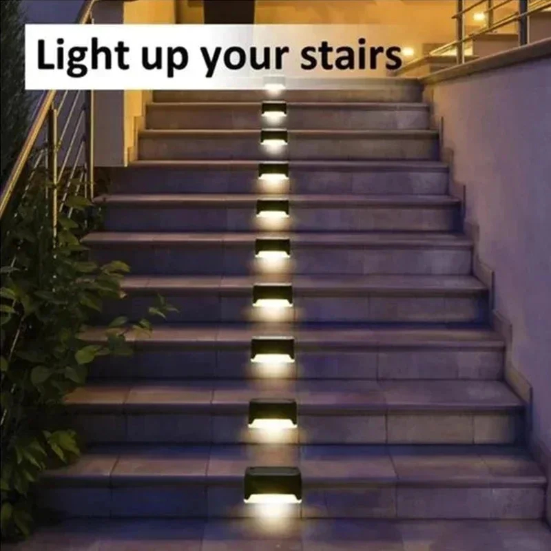 (8 PCS) Solar LED Lights Outdoor Garden Light Deck Lamp Solar Stairs Light Waterproof Solar Step Lamp Patio Garden Decor