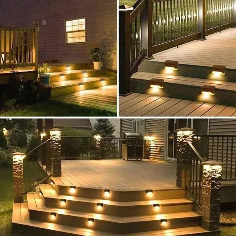 (8 PCS) Solar LED Lights Outdoor Garden Light Deck Lamp Solar Stairs Light Waterproof Solar Step Lamp Patio Garden Decor