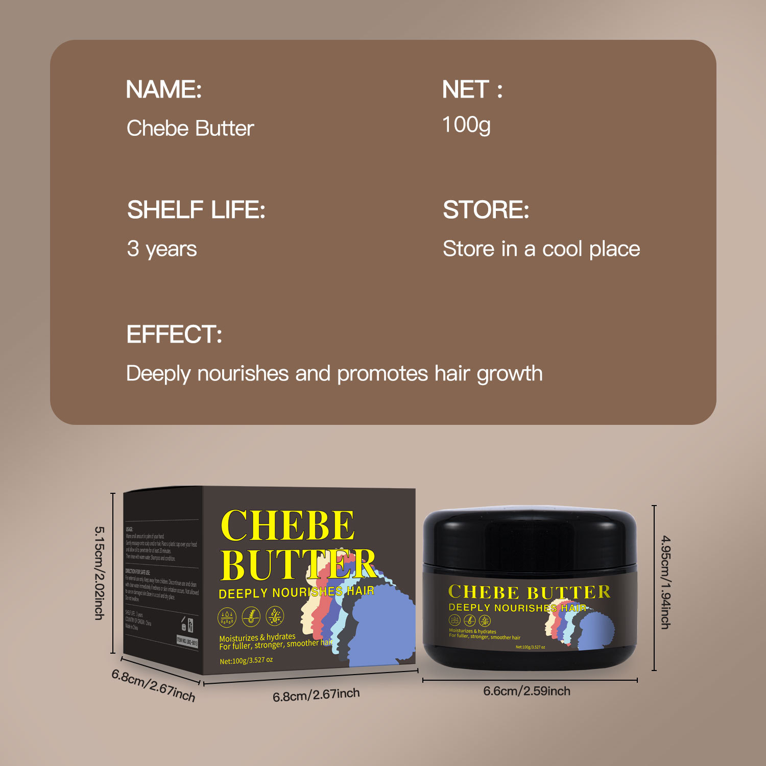 Butter Hair Cream Nourishing Strengthening Thickening For Dry Damaged Hair Root Care Daily Conditioning Treatment 100g