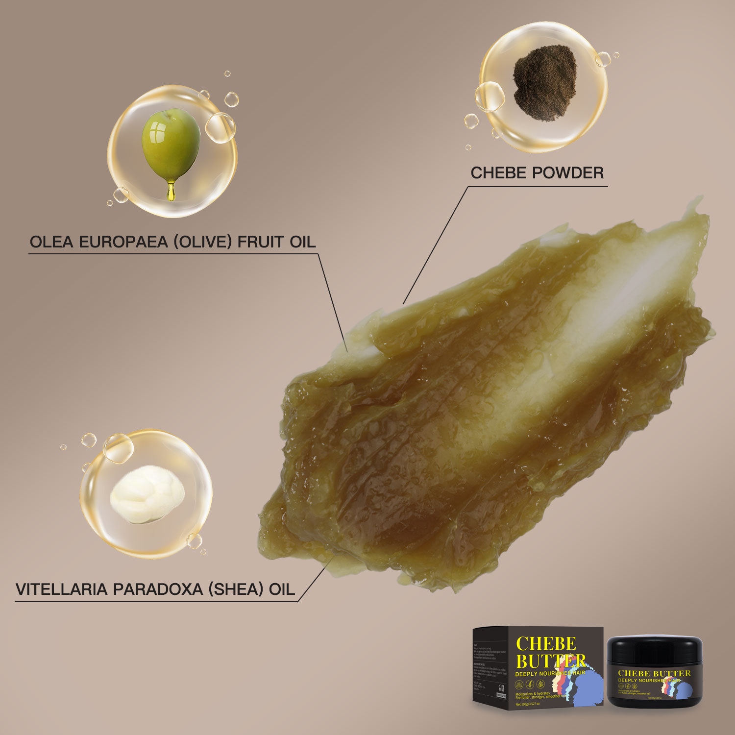 Butter Hair Cream Nourishing Strengthening Thickening For Dry Damaged Hair Root Care Daily Conditioning Treatment 100g