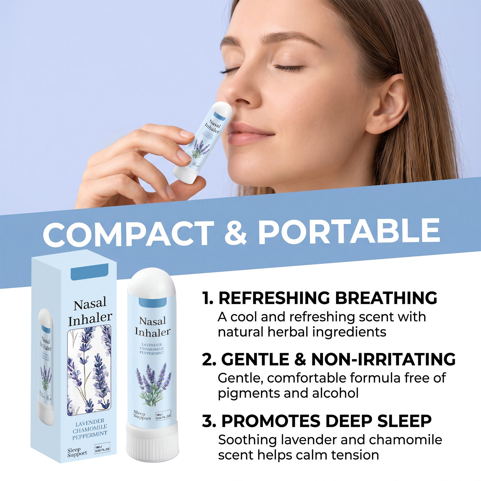 Herbal Care Nasal Inhaler Mild Ingredients Night Care Portable Sleep Nose Comfort Body Care
