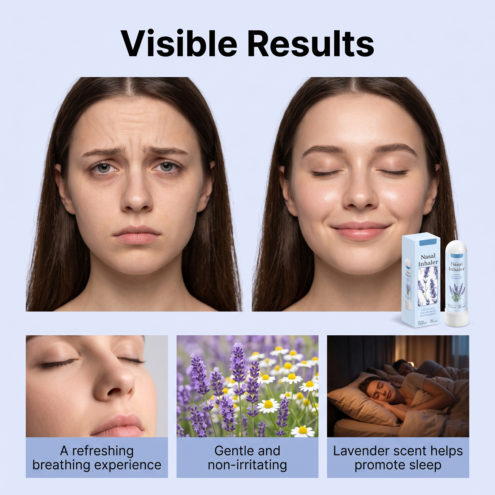 Herbal Care Nasal Inhaler Mild Ingredients Night Care Portable Sleep Nose Comfort Body Care