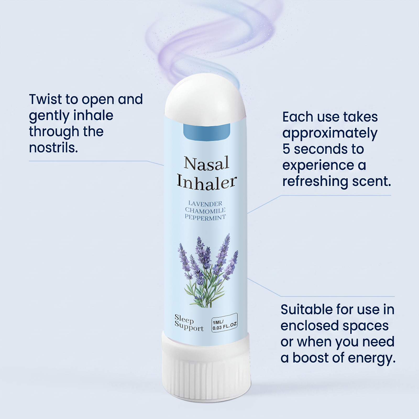 Herbal Care Nasal Inhaler Mild Ingredients Night Care Portable Sleep Nose Comfort Body Care