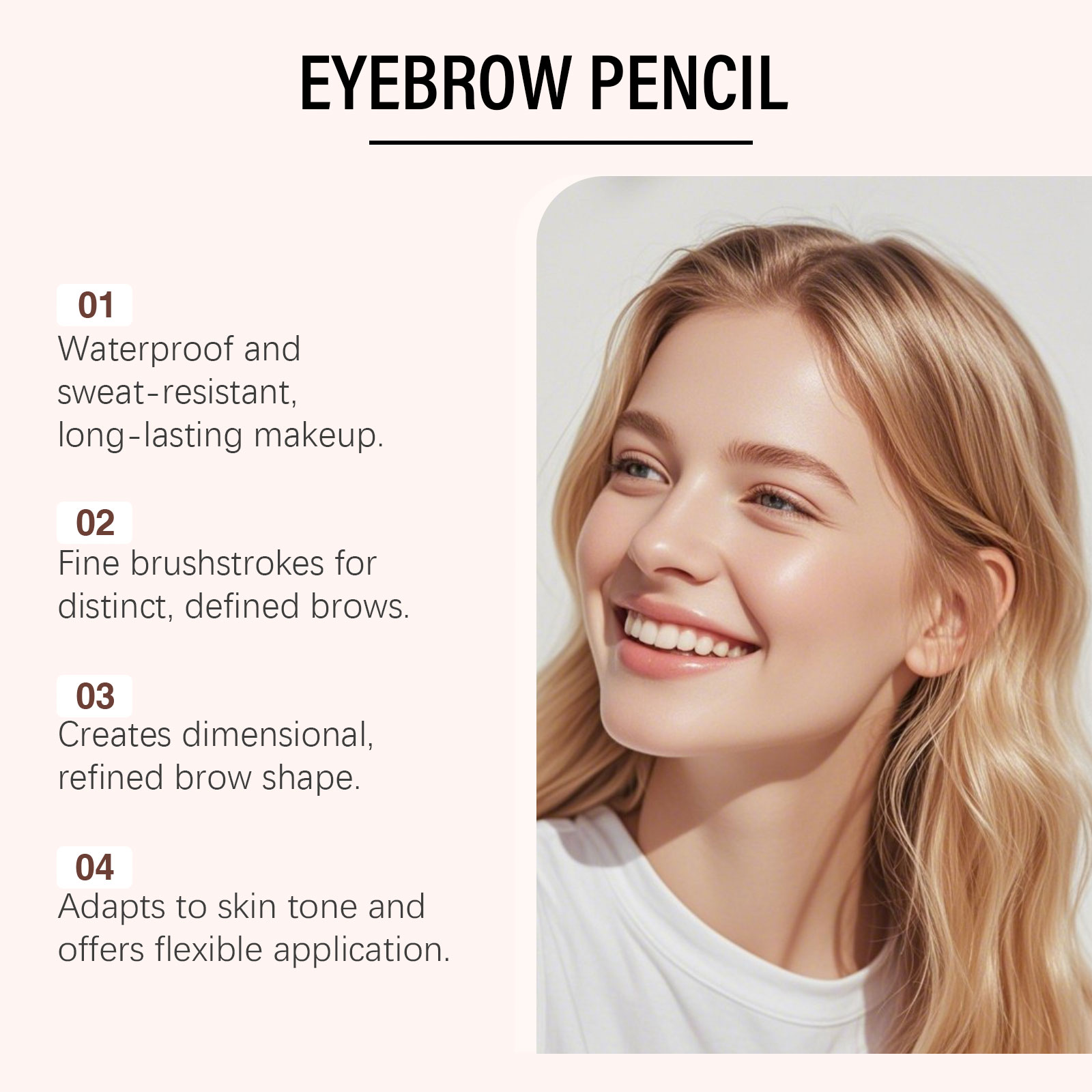 (Light Brown) Long Lasting Waterproof Eyebrow Pencil Smooth Pigmented Natural Smudgeproof Brow Easy Use