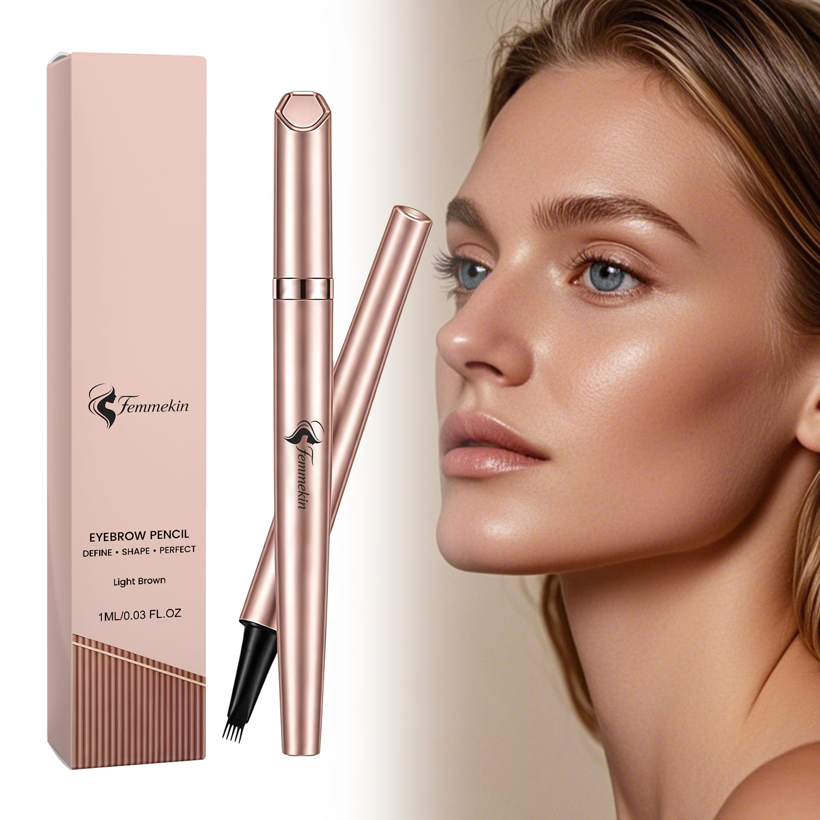 (Light Brown) Long Lasting Waterproof Eyebrow Pencil Smooth Pigmented Natural Smudgeproof Brow Easy Use