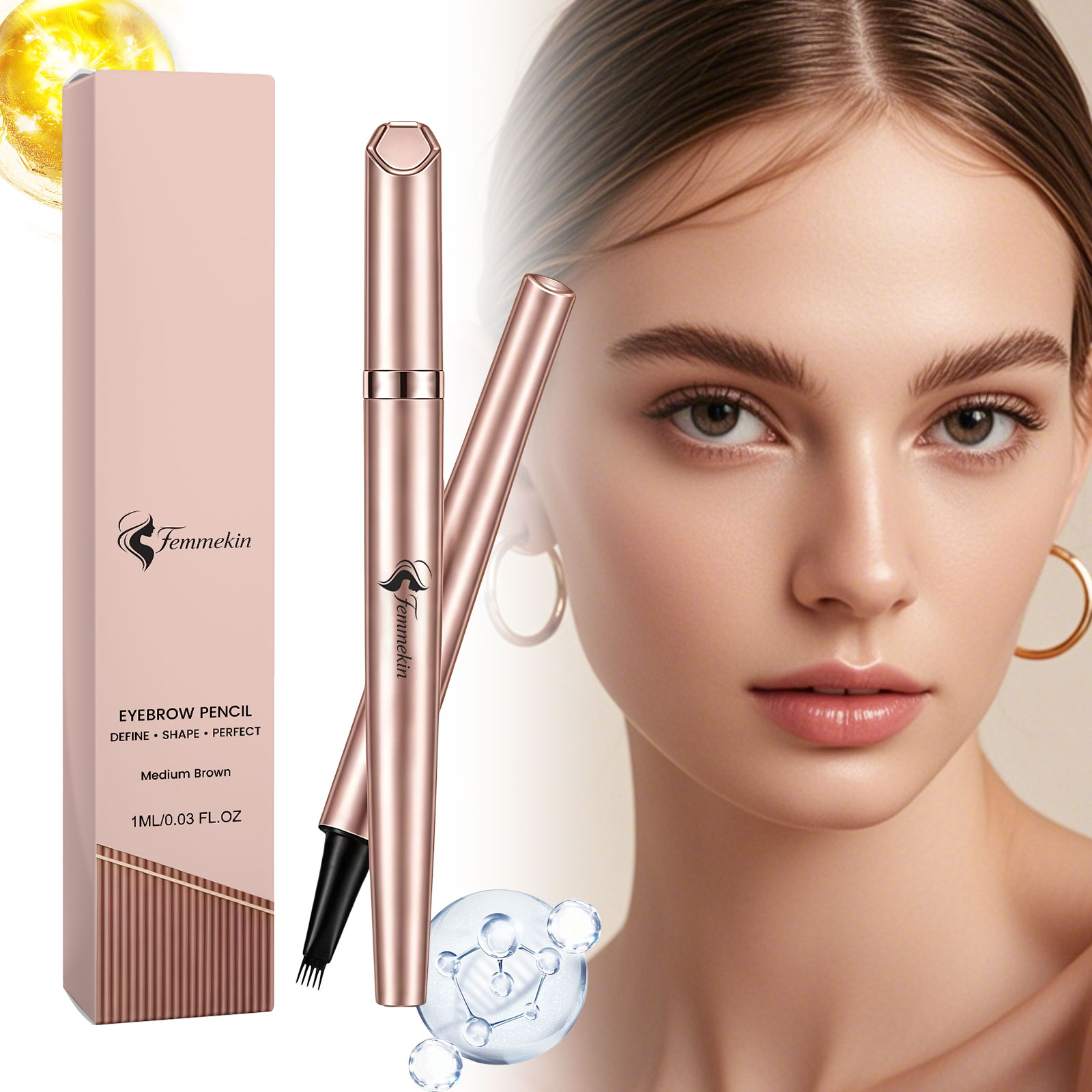(Light Brown) Long Lasting Waterproof Eyebrow Pencil Smooth Pigmented Natural Smudgeproof Brow Easy Use
