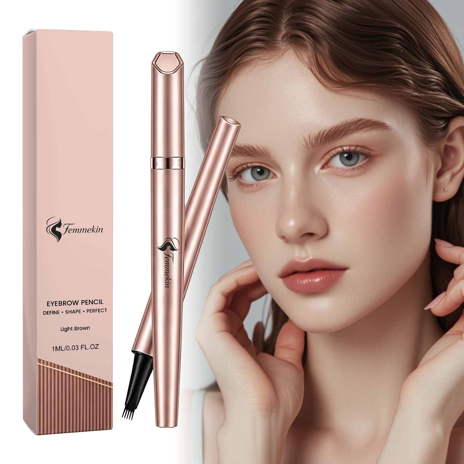 (Light Brown) Long Lasting Waterproof Eyebrow Pencil Smooth Pigmented Natural Smudgeproof Brow Easy Use
