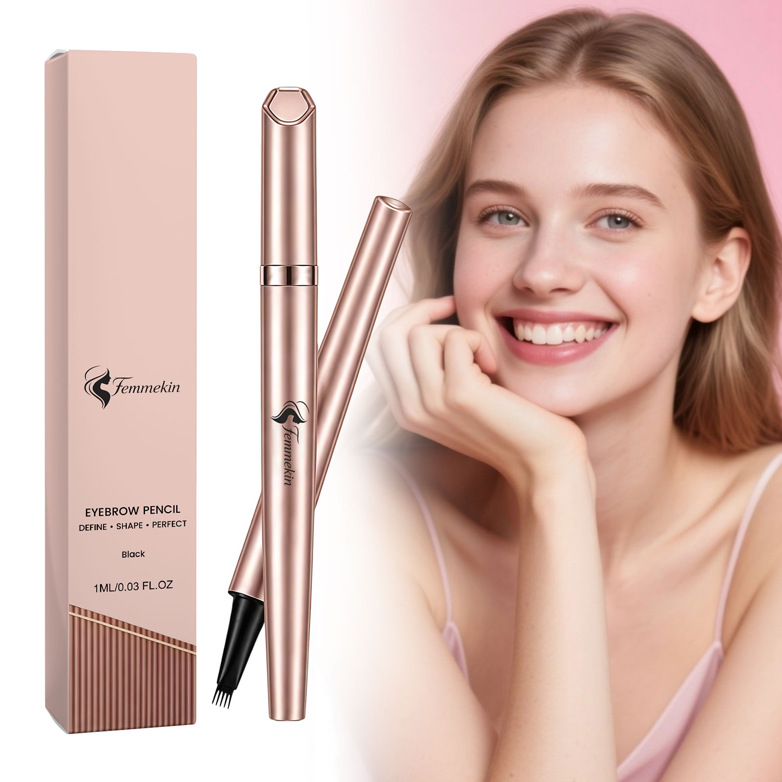 (Light Brown) Long Lasting Waterproof Eyebrow Pencil Smooth Pigmented Natural Smudgeproof Brow Easy Use