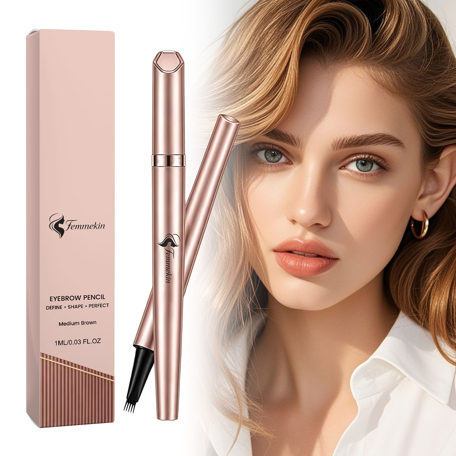 (Light Brown) Long Lasting Waterproof Eyebrow Pencil Smooth Pigmented Natural Smudgeproof Brow Easy Use