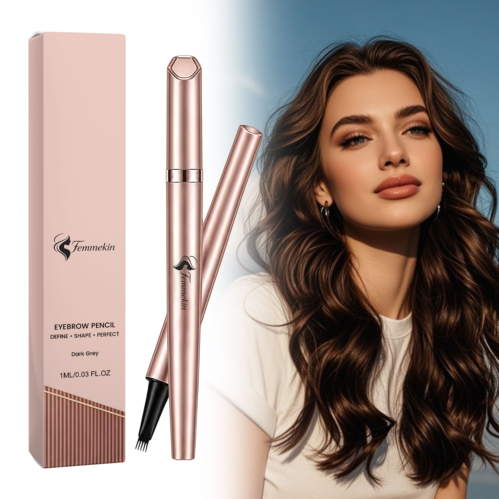 (Light Brown) Long Lasting Waterproof Eyebrow Pencil Smooth Pigmented Natural Smudgeproof Brow Easy Use