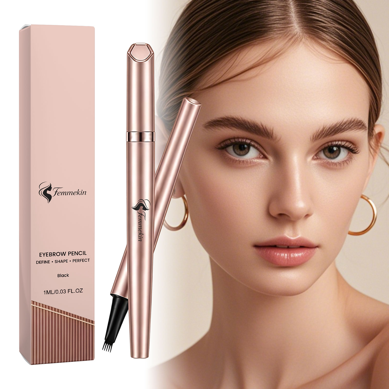 (Light Brown) Long Lasting Waterproof Eyebrow Pencil Smooth Pigmented Natural Smudgeproof Brow Easy Use