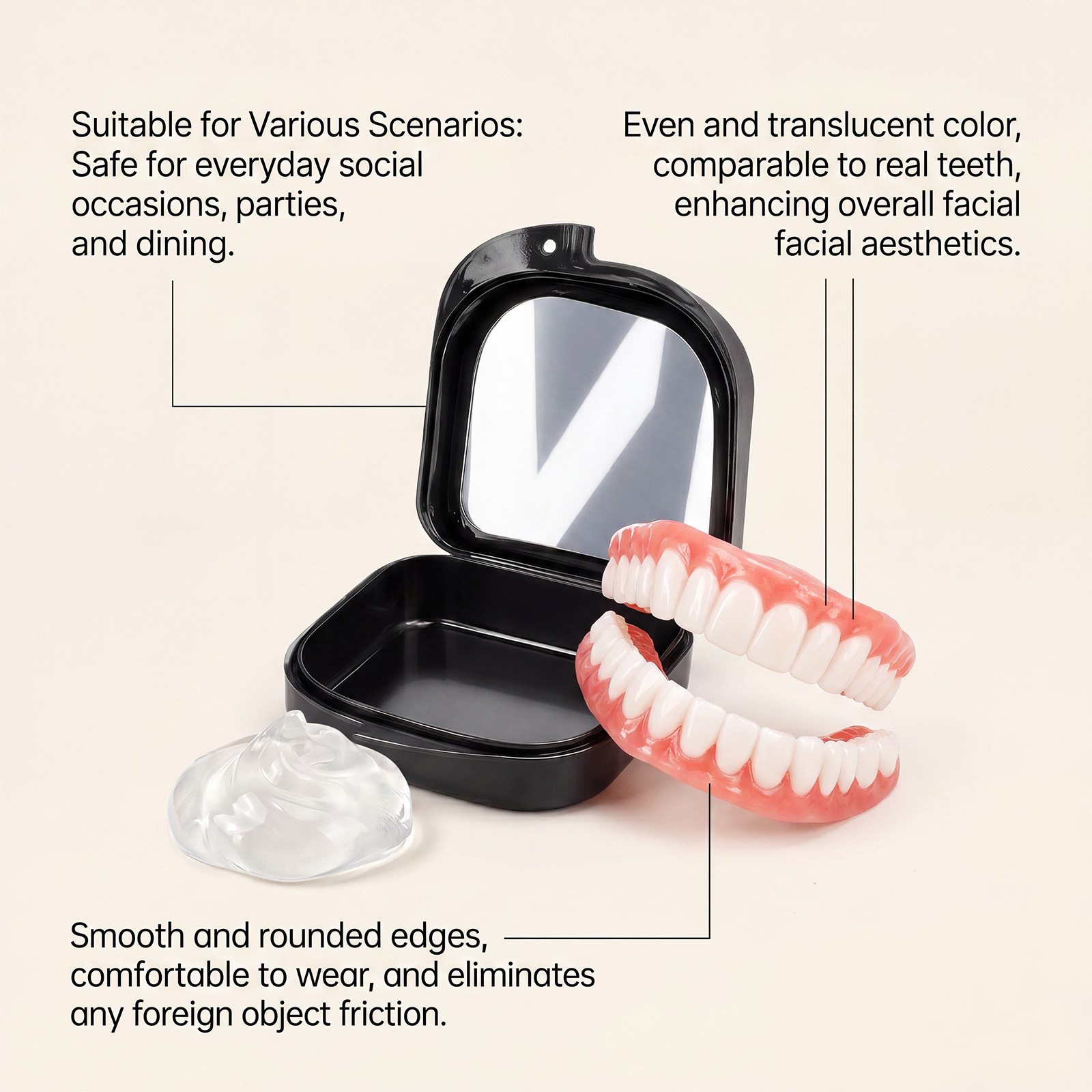 Comfortable Denture Kit Soft Material Stable Easy To Wear Natural Fit Beautiful Daily Teeth Modification Set