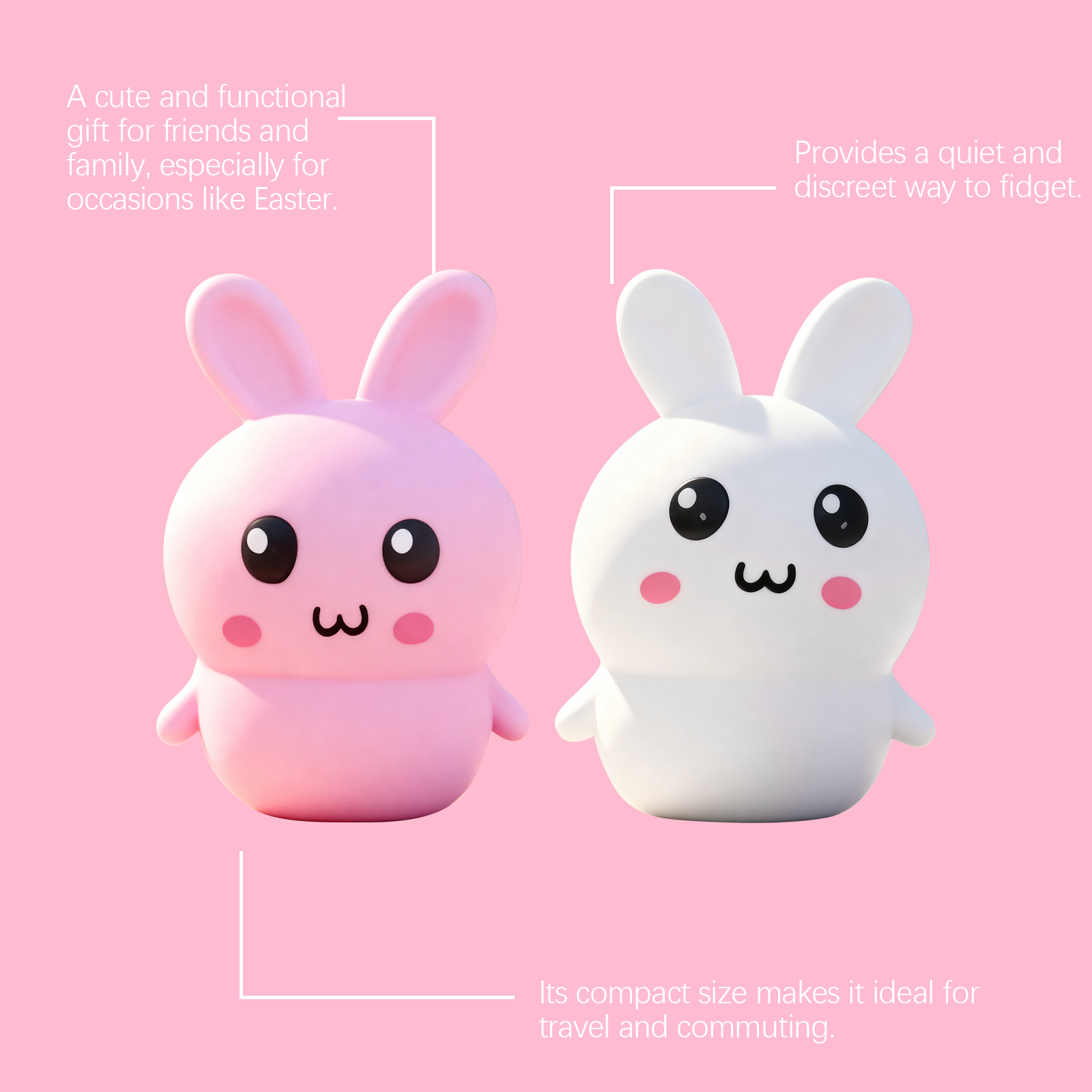 Rabbit Squeeze Toy Pink Safe Odorless High Resilience Daily Office Parent Child Stress Relief Portable Magic Tool