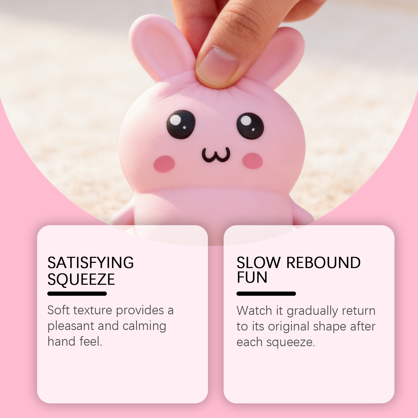 Rabbit Squeeze Toy Pink Safe Odorless High Resilience Daily Office Parent Child Stress Relief Portable Magic Tool