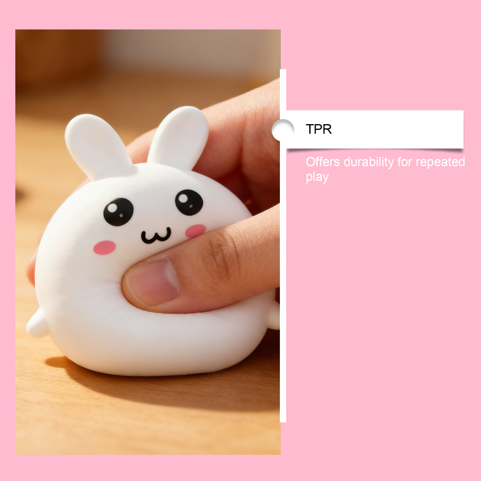 Rabbit Squeeze Toy Pink Safe Odorless High Resilience Daily Office Parent Child Stress Relief Portable Magic Tool