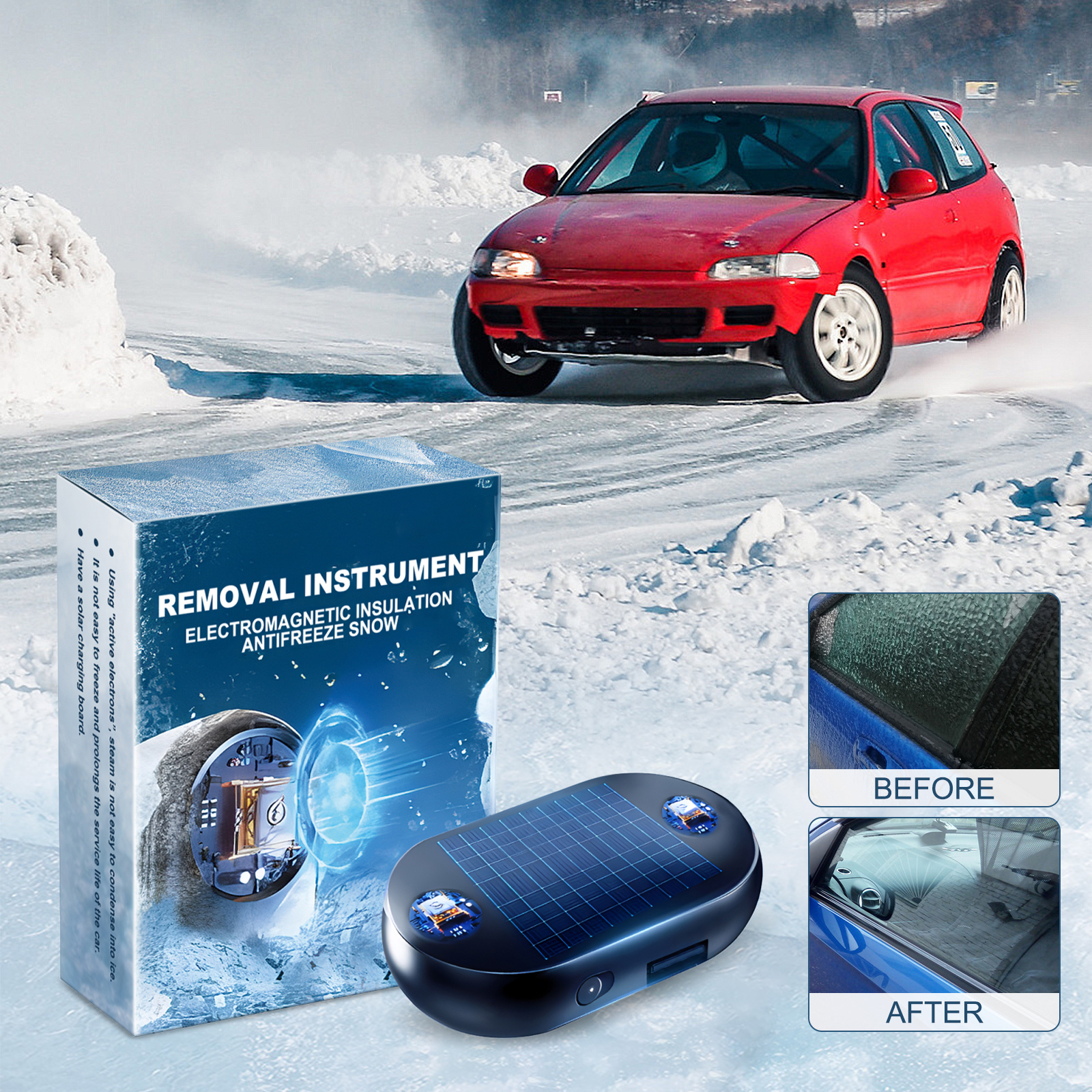 Solar Anti Freeze Snow Remover Portable Fast Ice Melting Anti Frost Tool For Car Windshield Rearview Mirror