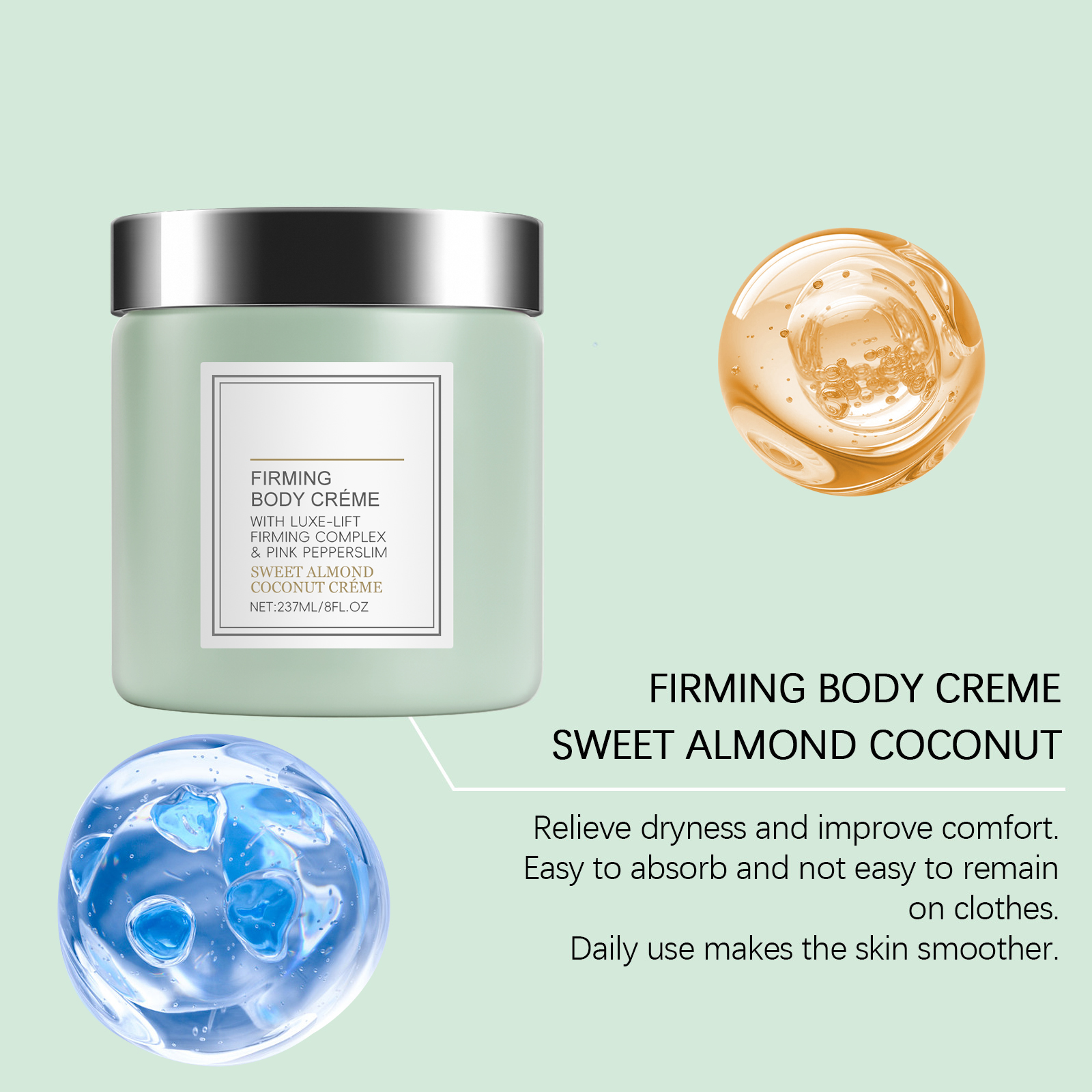 Sweet Almond Coconut Body Cream Fine Texture Mild Skin Friendly Fresh Moisturizing Nourish Skin