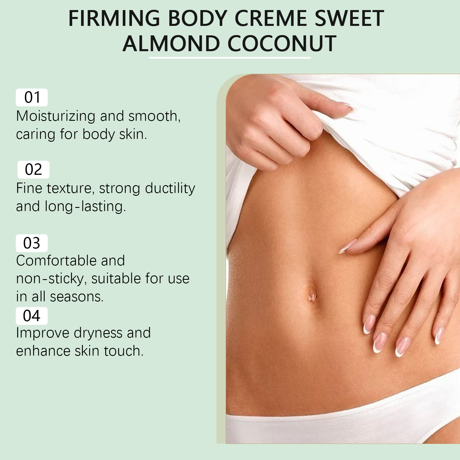Sweet Almond Coconut Body Cream Fine Texture Mild Skin Friendly Fresh Moisturizing Nourish Skin