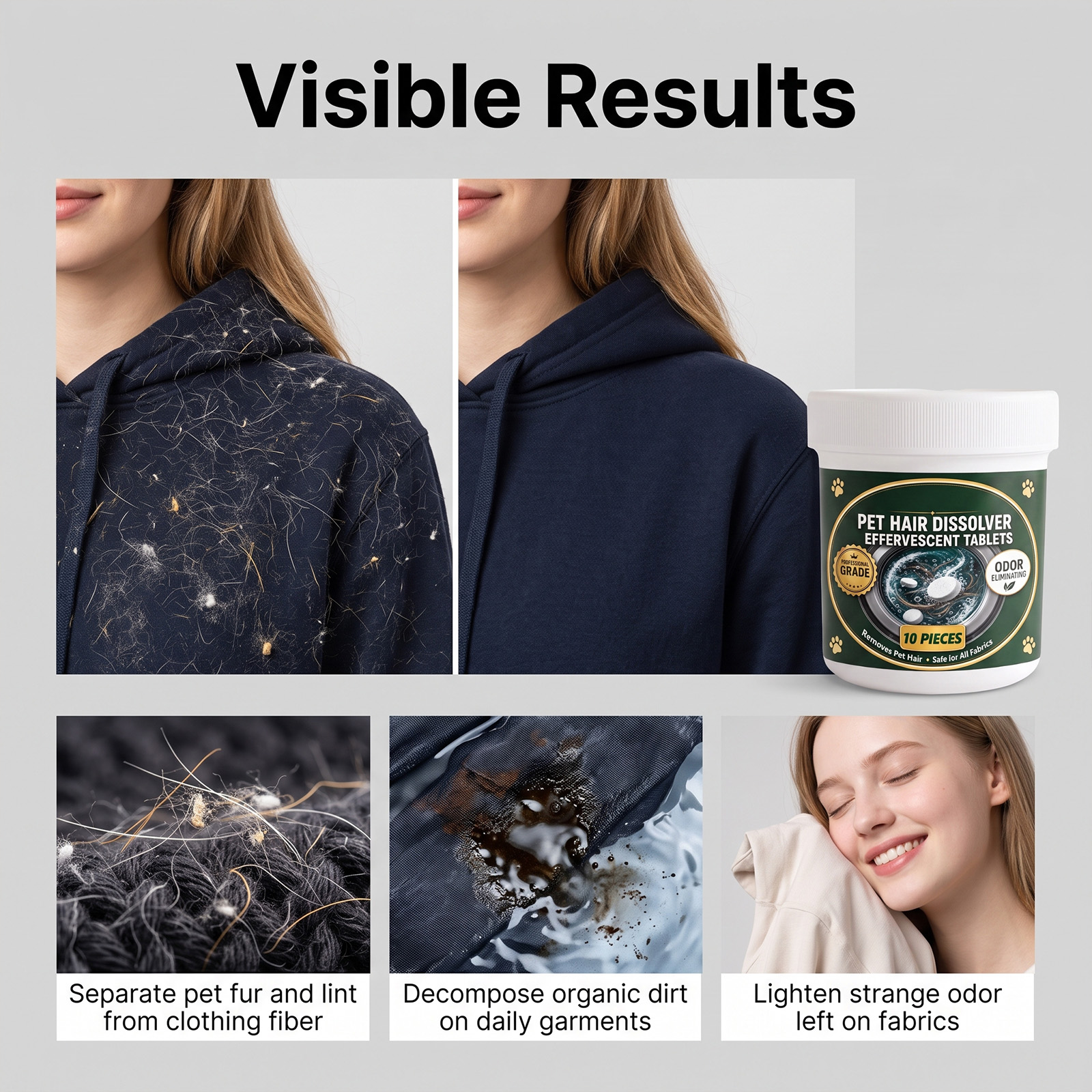 Pet Hair Remove Effervescent Tablets Daily Clean Clothes Purify For Household General Application