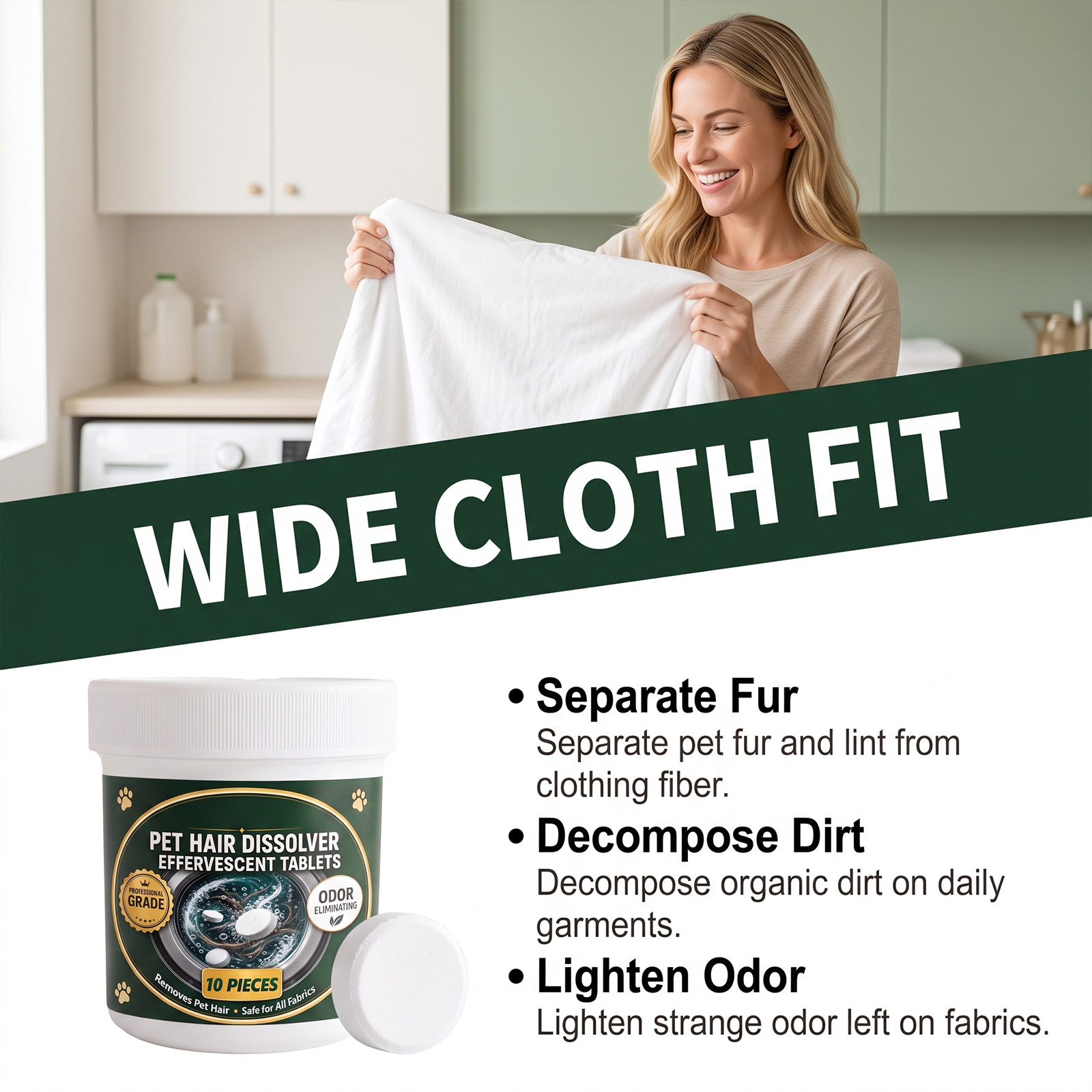 Pet Hair Remove Effervescent Tablets Daily Clean Clothes Purify For Household General Application