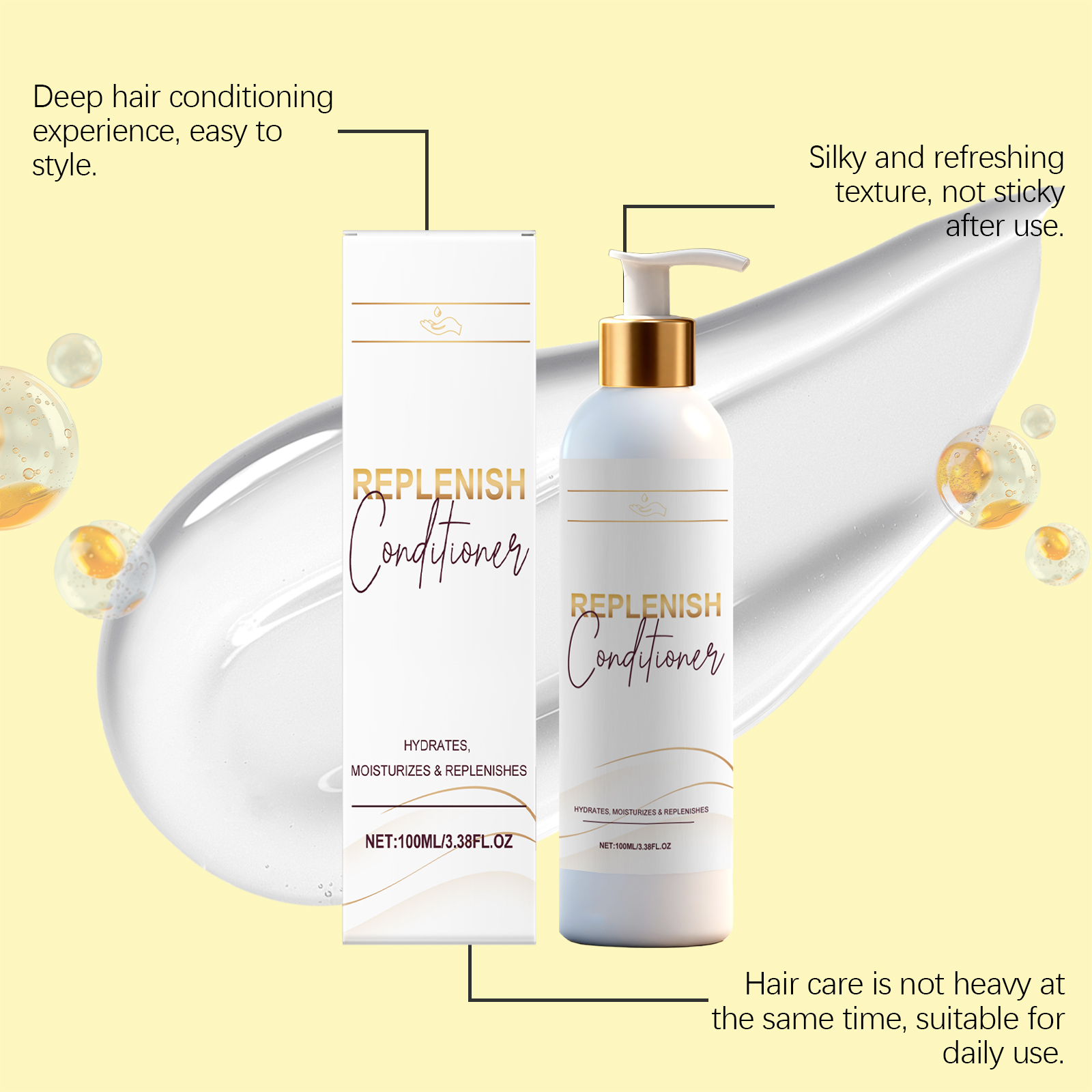 Smooth Hair Conditioner Daily Mild Hydrating Moisturizing Delicate Soft Dry Frizzy Hair Strands