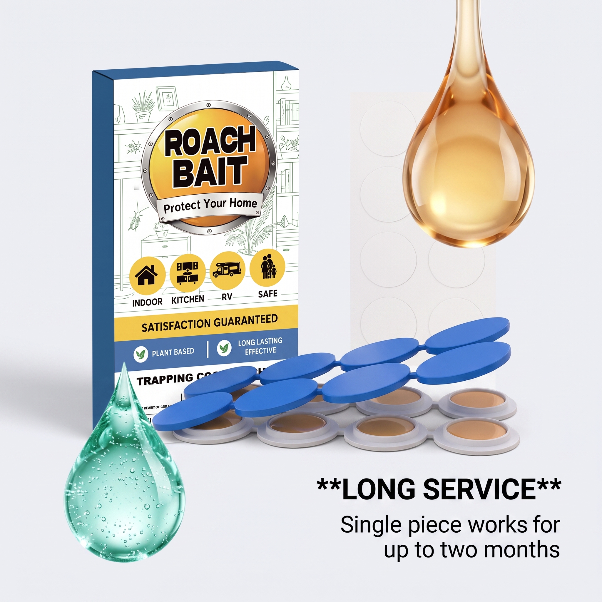Cockroach Bait Indoor Insect Repellent Kitchen Household Roach Elimination Detergent Bait Agent