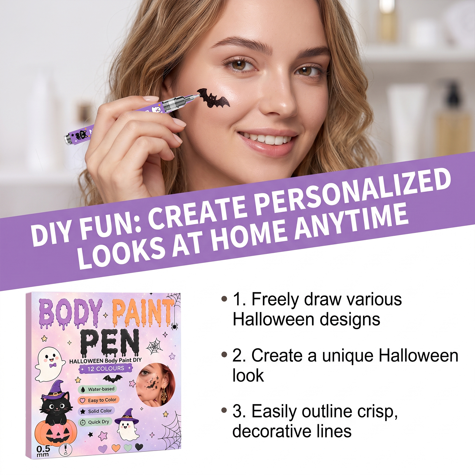 Temporary Body Painting Pen Halloween Mild Ingredient Body Face Natural Silky Color Rendering Graffiti Pen