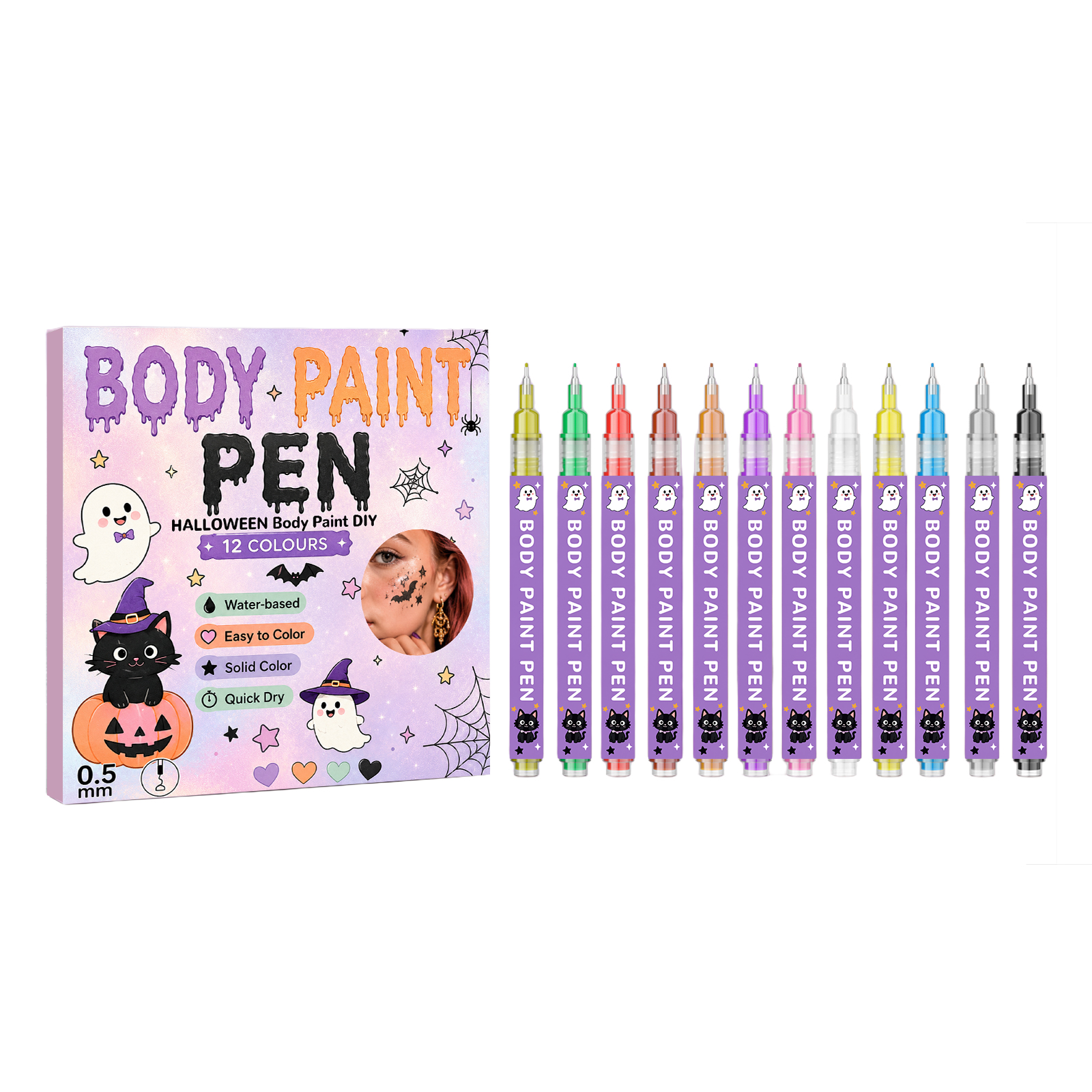 Temporary Body Painting Pen Halloween Mild Ingredient Body Face Natural Silky Color Rendering Graffiti Pen