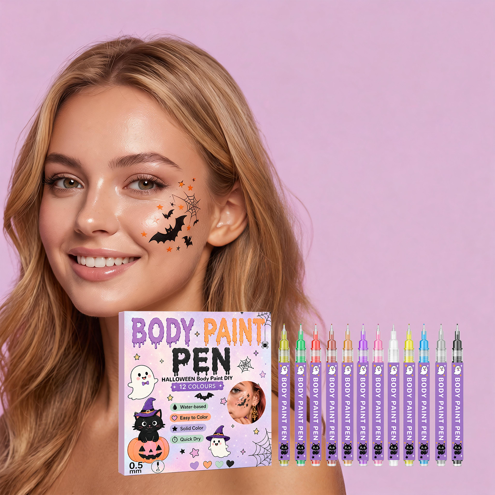 Temporary Body Painting Pen Halloween Mild Ingredient Body Face Natural Silky Color Rendering Graffiti Pen
