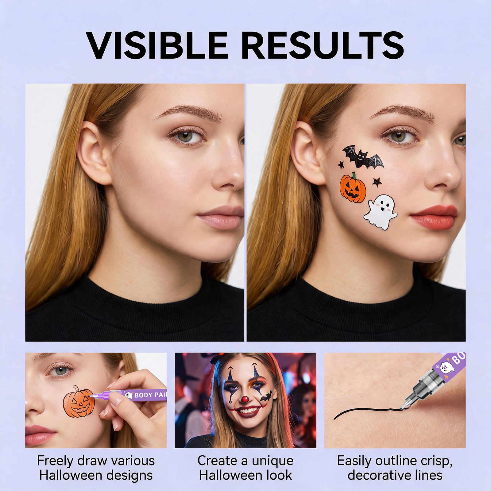 Temporary Body Painting Pen Halloween Mild Ingredient Body Face Natural Silky Color Rendering Graffiti Pen