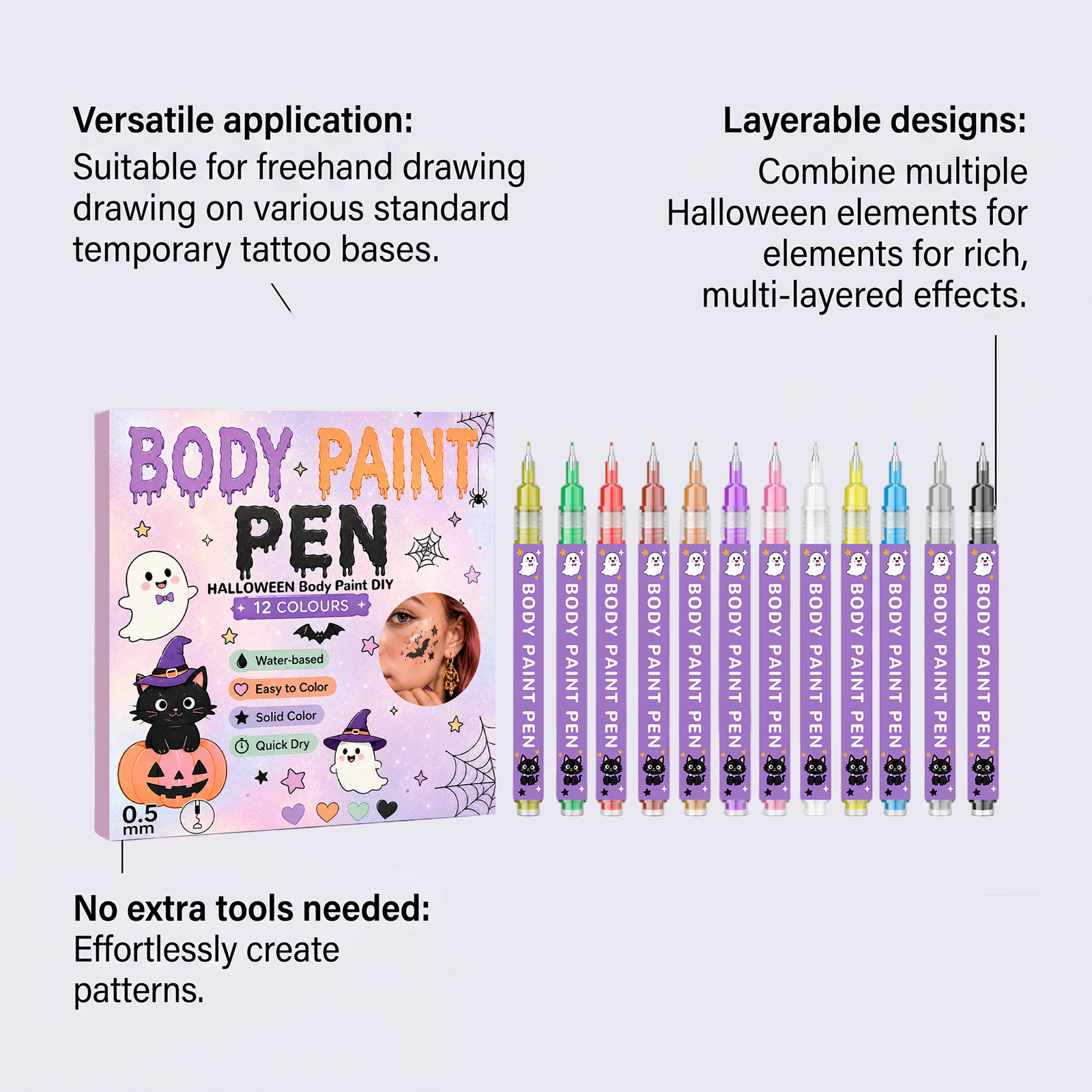 Temporary Body Painting Pen Halloween Mild Ingredient Body Face Natural Silky Color Rendering Graffiti Pen
