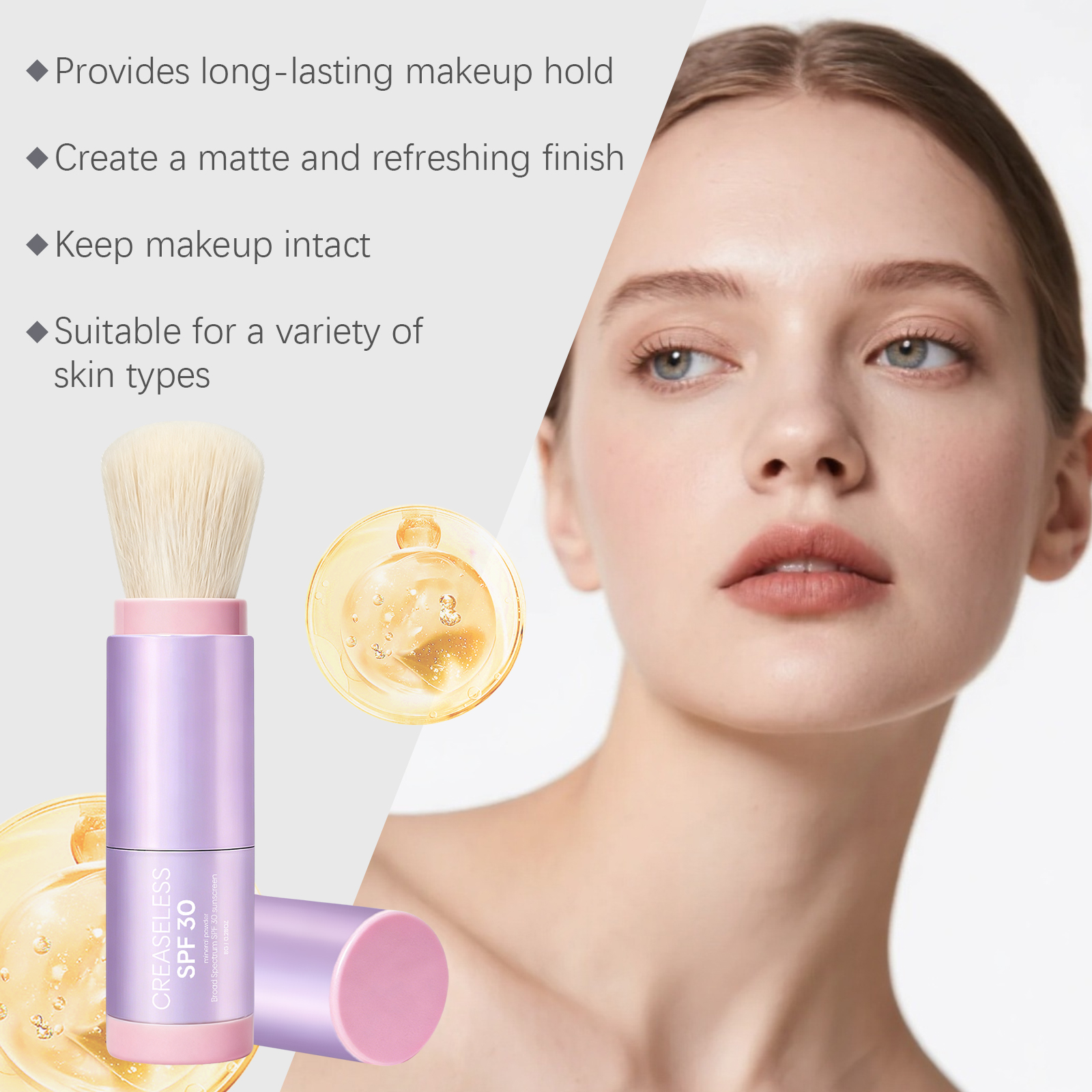 Protective Powder Brush Mild Ingredients Summer Outdoor Use Light Texture Delicate Refreshing Thin Invisible