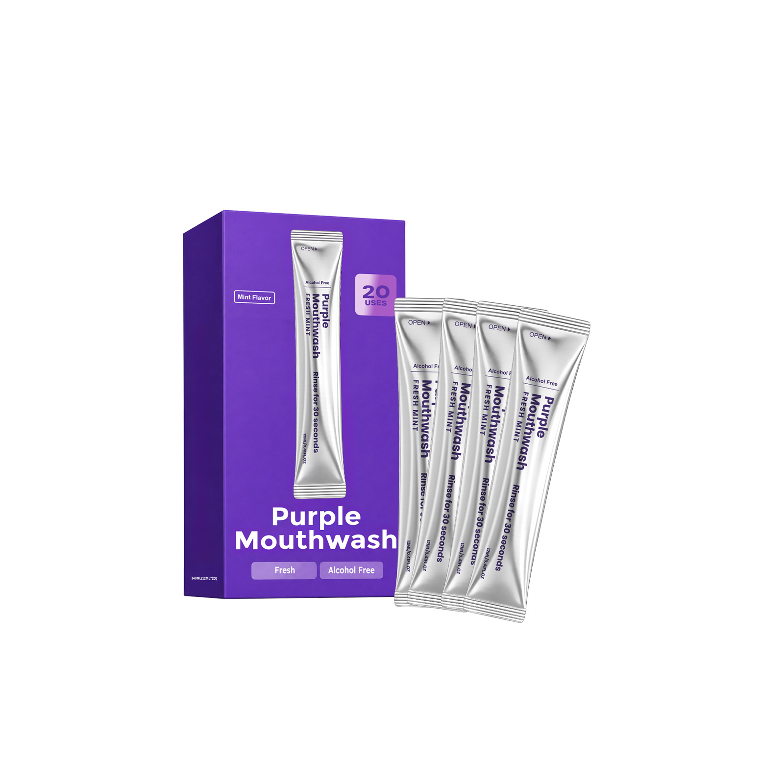 Purple Fresh Mouthwash Mint Gentle Clean Refreshing Comfort Portable Oral Care