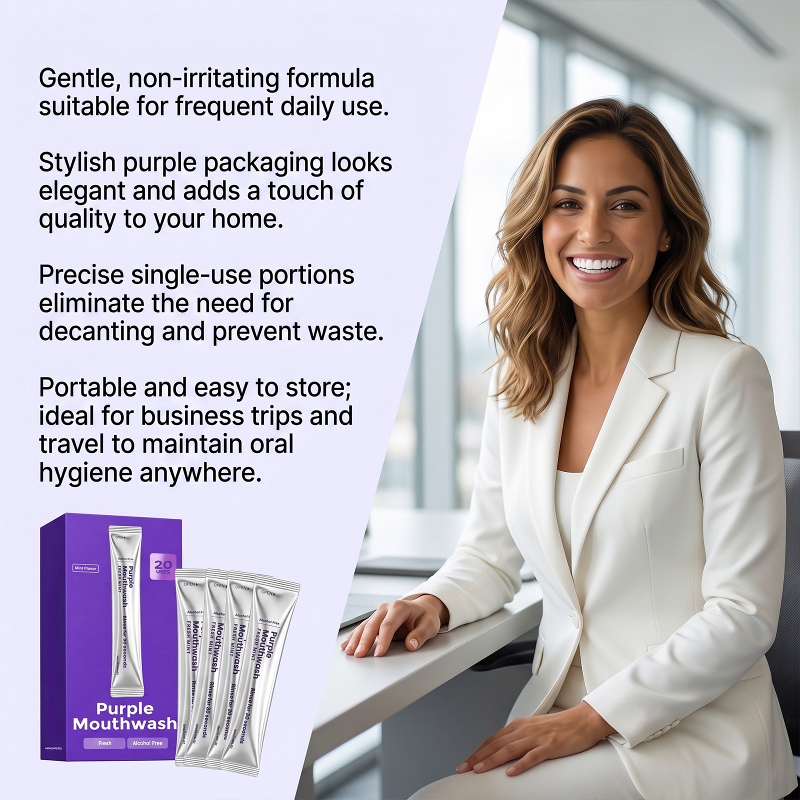 Purple Fresh Mouthwash Mint Gentle Clean Refreshing Comfort Portable Oral Care