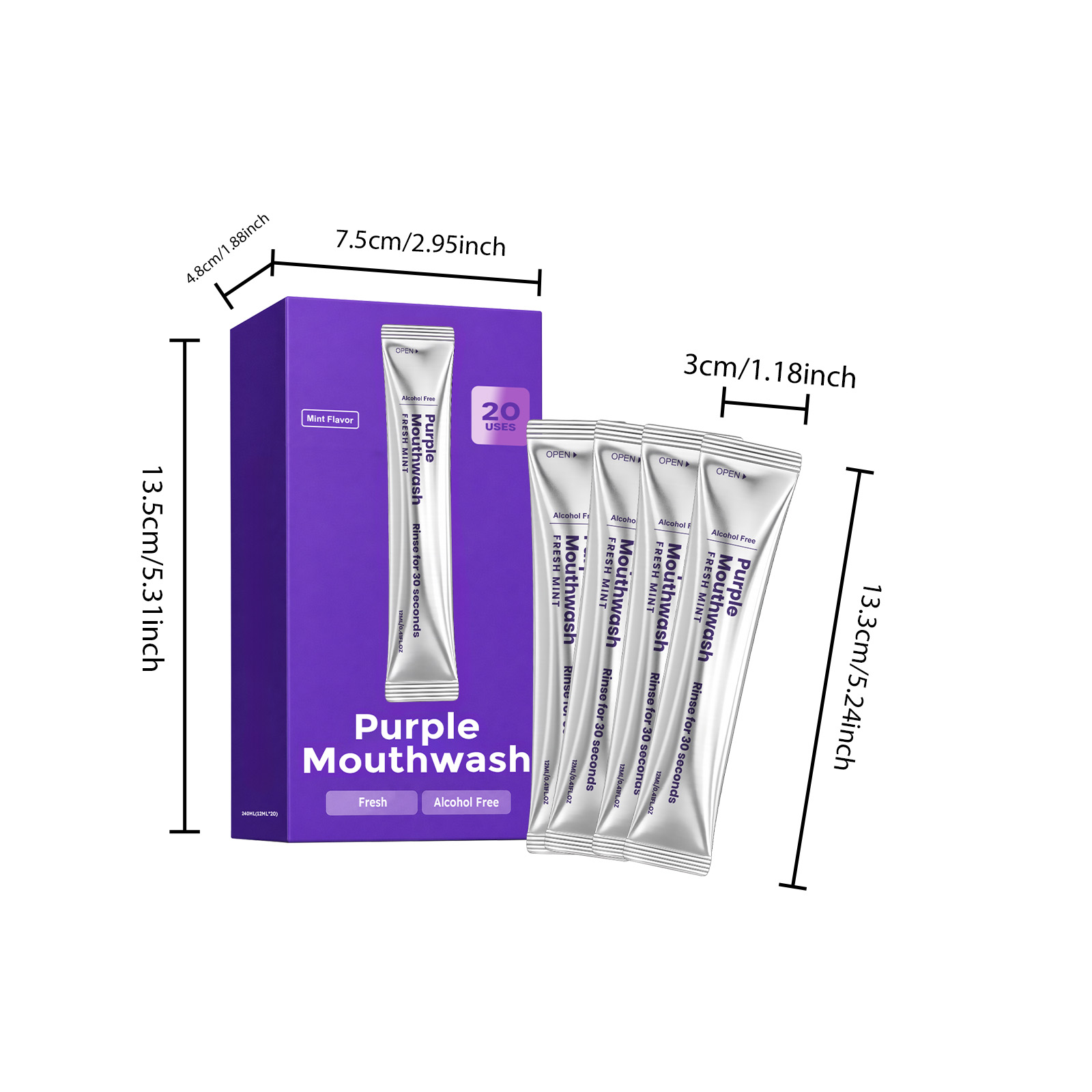 Purple Fresh Mouthwash Mint Gentle Clean Refreshing Comfort Portable Oral Care