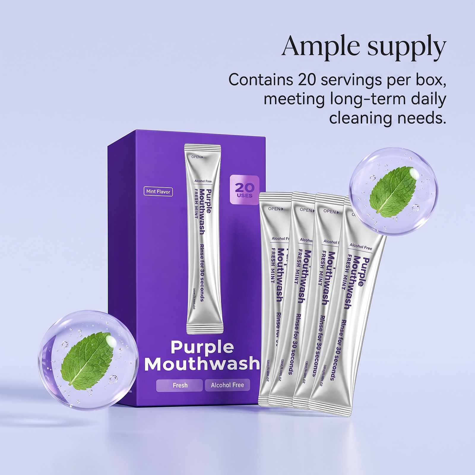 Purple Fresh Mouthwash Mint Gentle Clean Refreshing Comfort Portable Oral Care