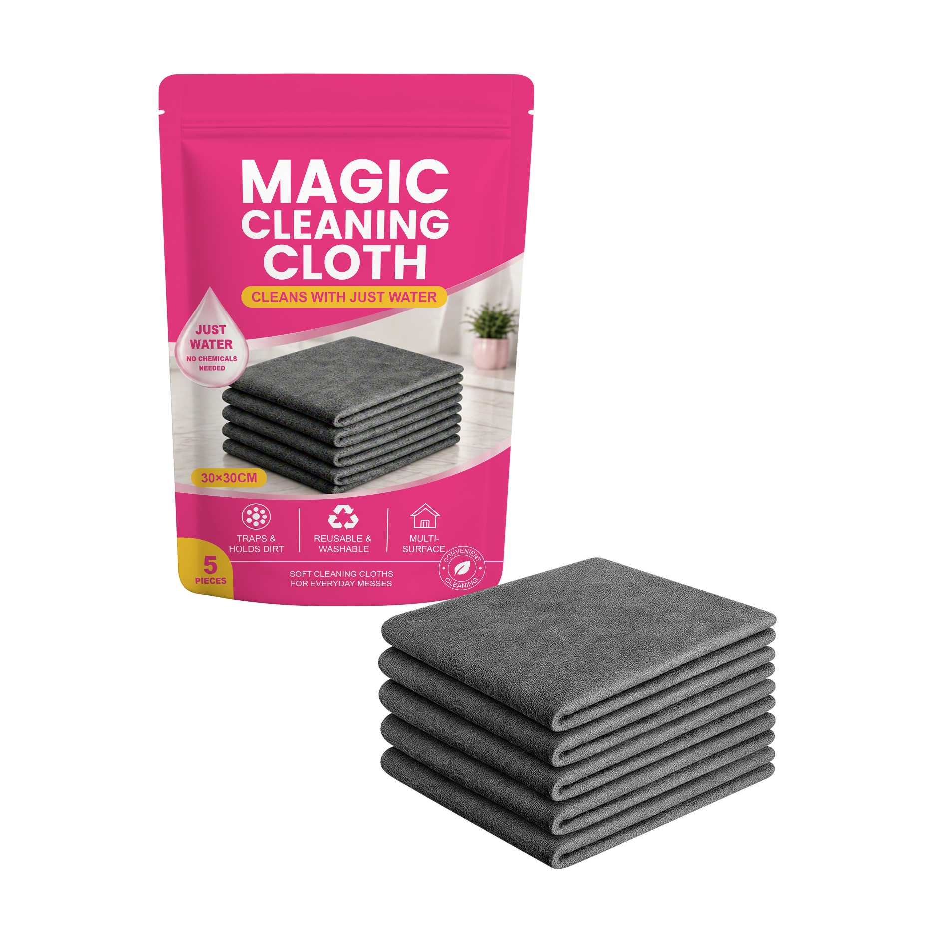 Clean Cloth Soft Texture Trace Free Watermark Free Water Clean Reusable Surface Safe Home Car Use