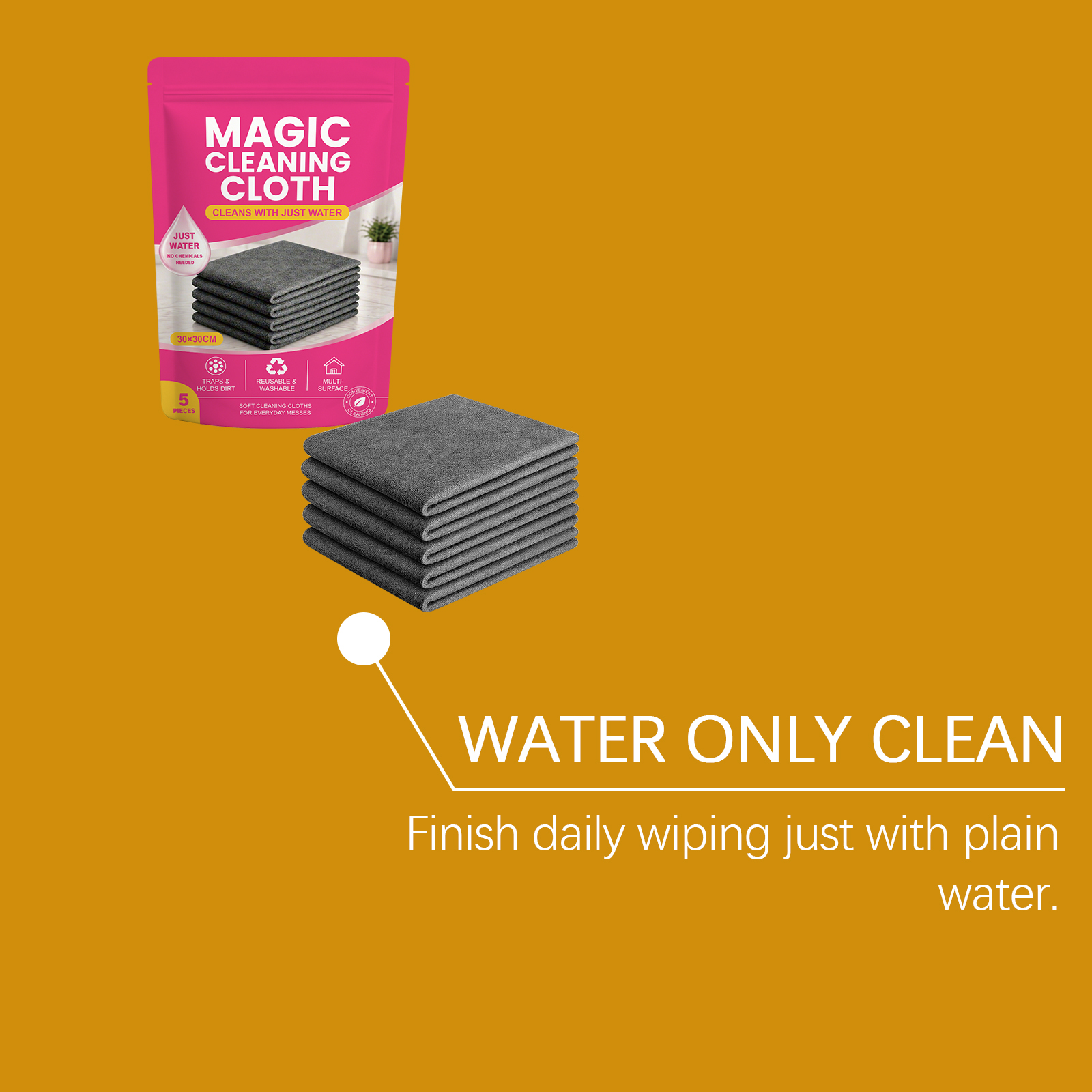 Clean Cloth Soft Texture Trace Free Watermark Free Water Clean Reusable Surface Safe Home Car Use