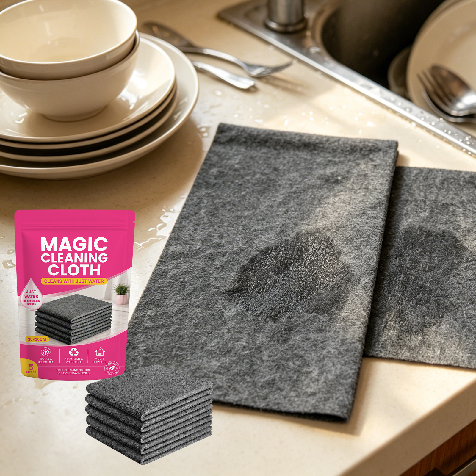 Clean Cloth Soft Texture Trace Free Watermark Free Water Clean Reusable Surface Safe Home Car Use